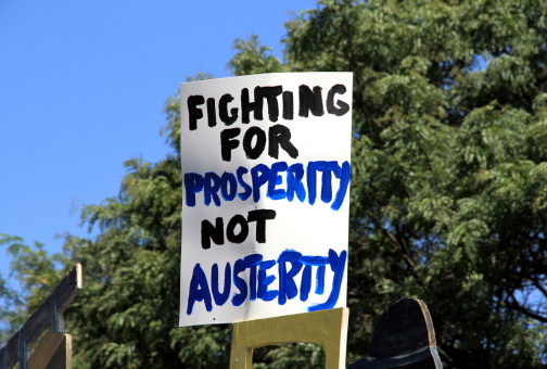 placard that says Fighting for Prosperity not Austerity