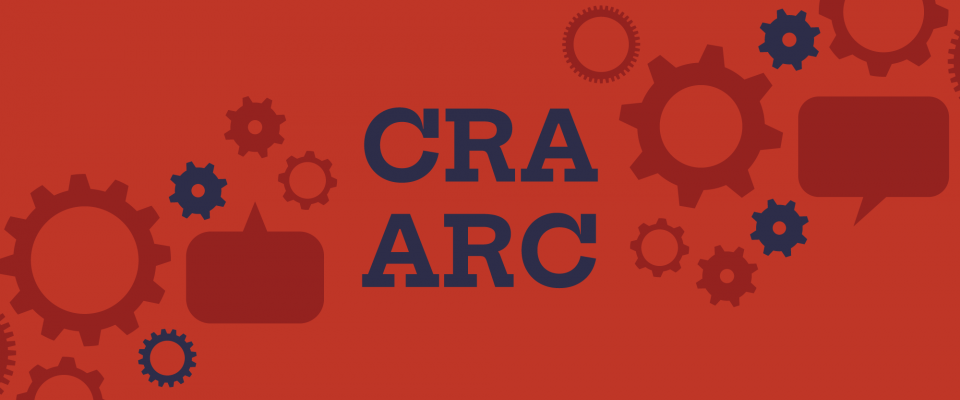 CRA - ARC sur fond rouge avec des rouages