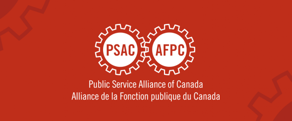 PSAC logo on red background