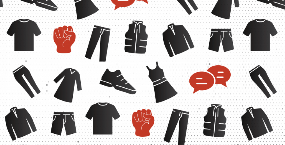 Affiche « portez du noir » Collage de différents vêtements noirs