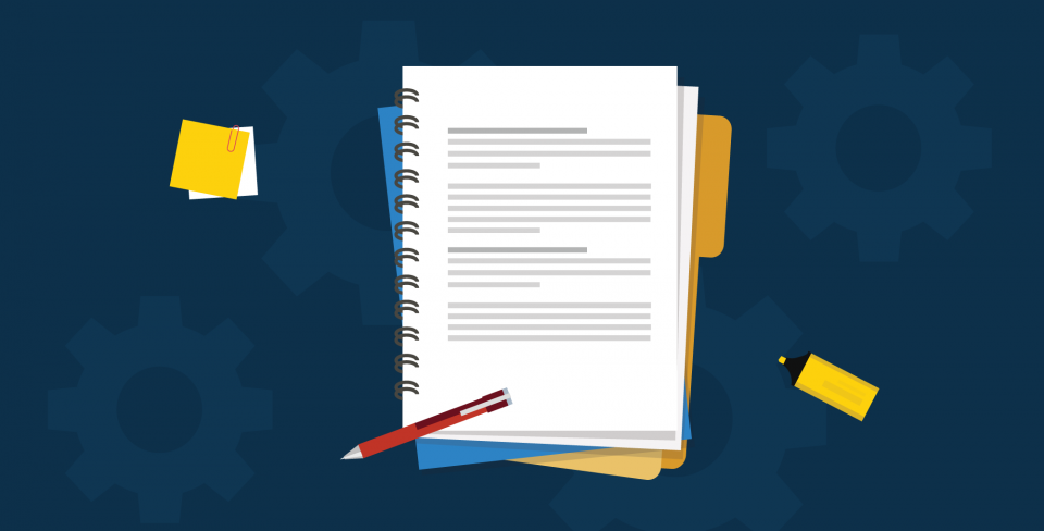 Guide graphique des membres Carnet, stylo et post-it sur fond bleu marine.